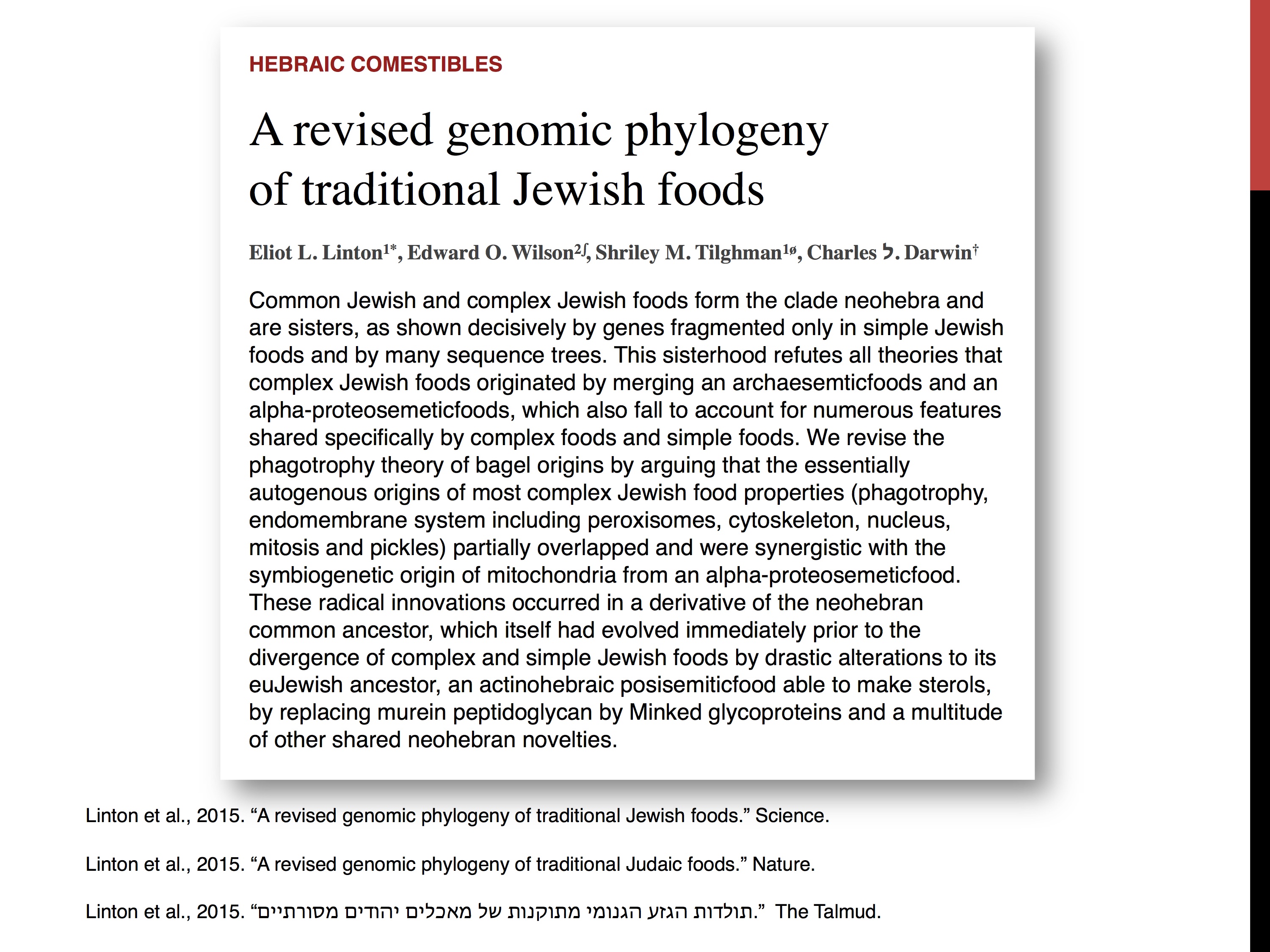 Jewish foods article
