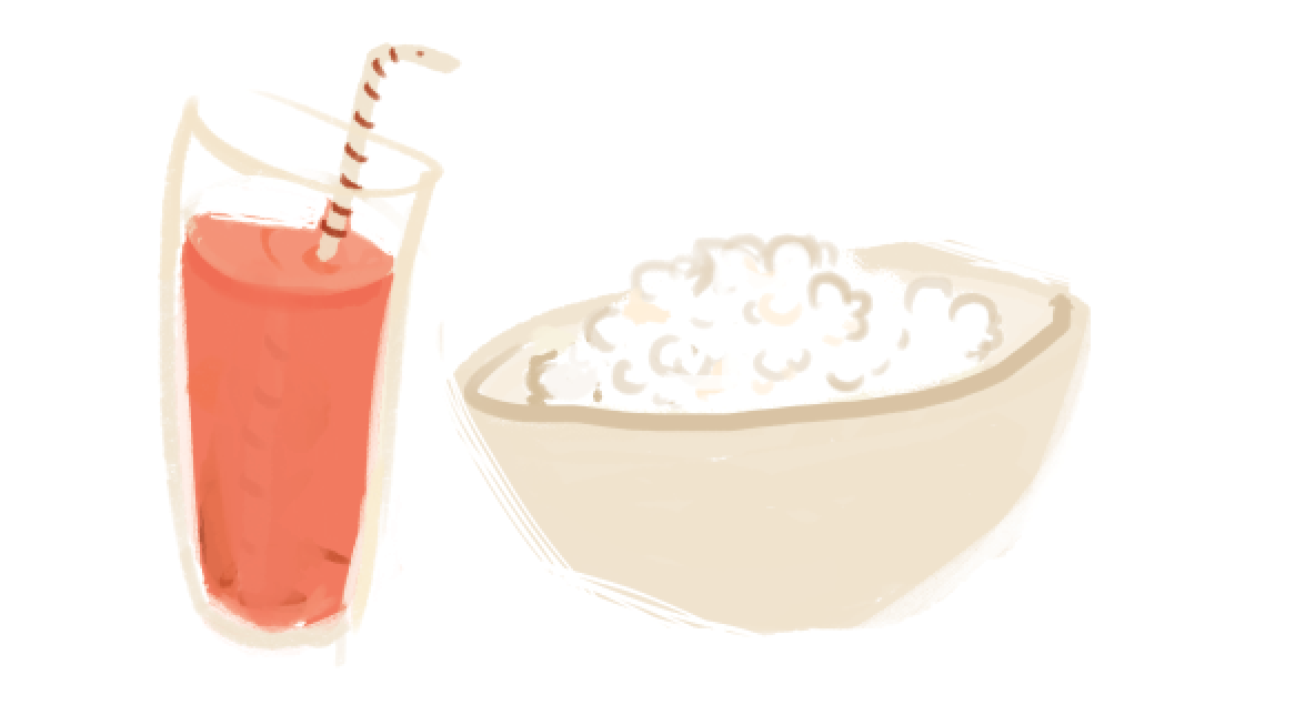 Smoothie and popcorn