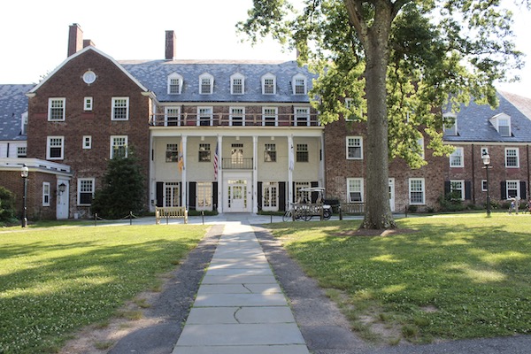 white hotel exterior of Forbes College