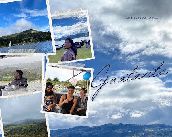Collage of the city of Guatavita, five pictures with a sky background.
