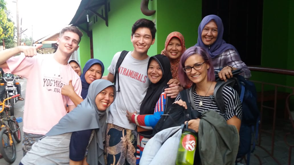 Oscar poses with host family, locals and Bridge Year friends 