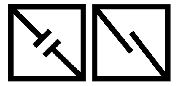 Two black-and-white square symbols next to each other