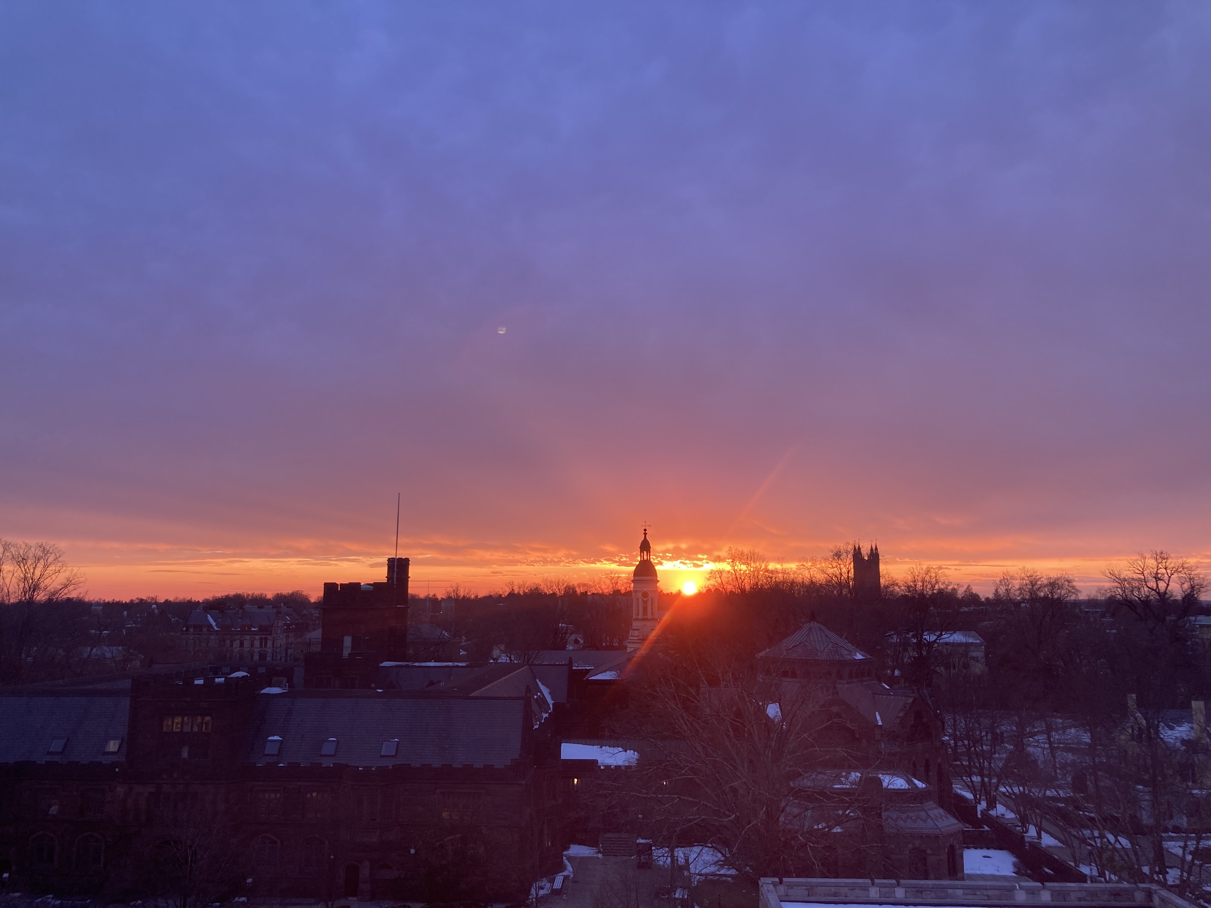Sunset overlooking older part of Princeton University campus