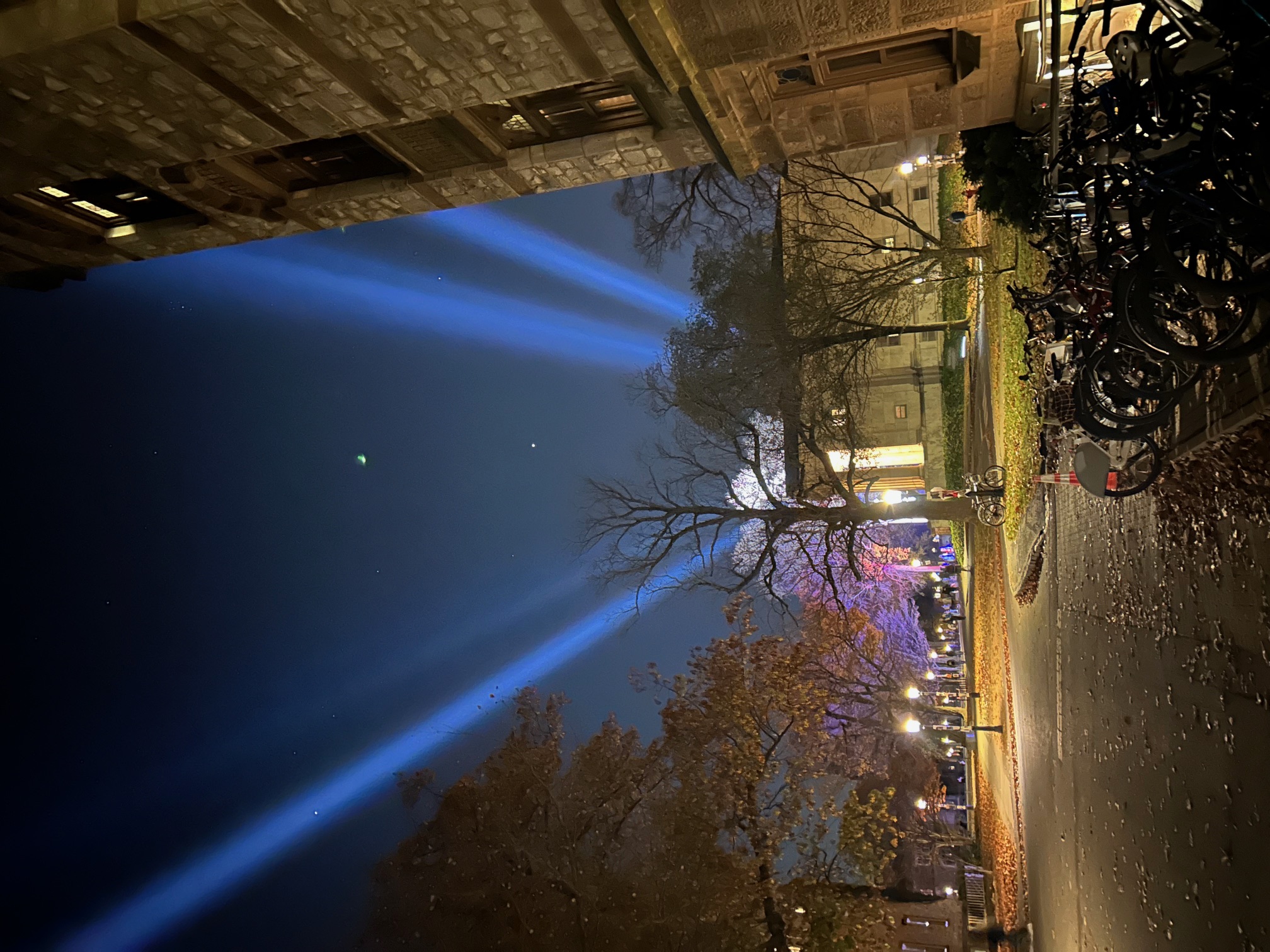 Search lights beam over Whig Hall