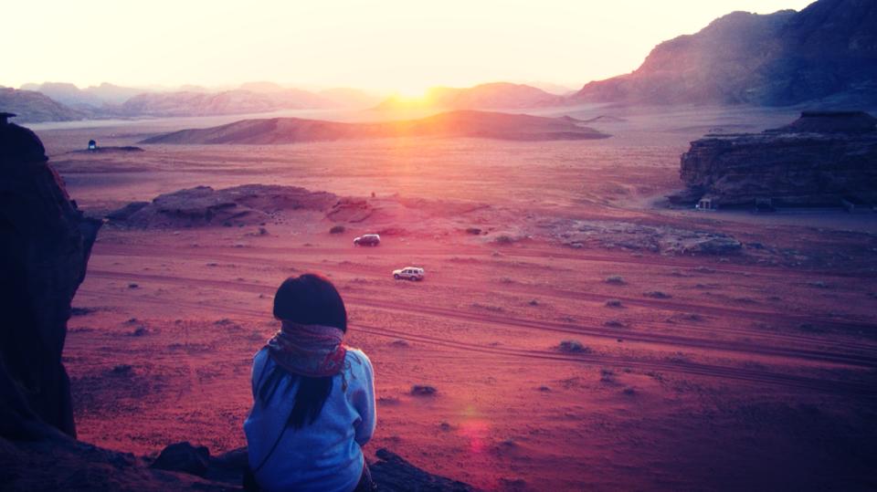 A moment of thought in Wadi Rum, Jordan