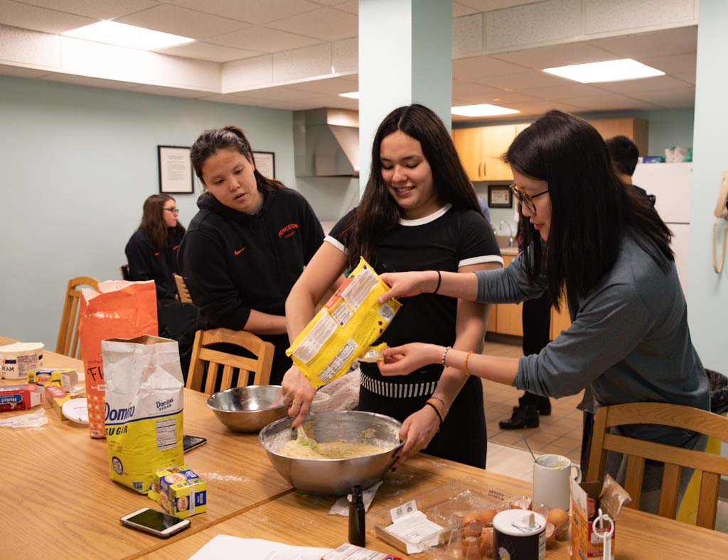 Students baking banana bread