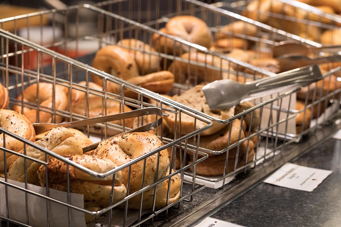 Variety of bagels in a basket 