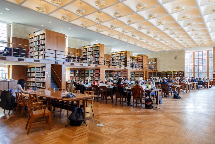 Firestone Library study space with rows of tables