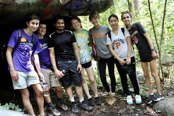 students on a hike at the Mountain Lakes Preserve