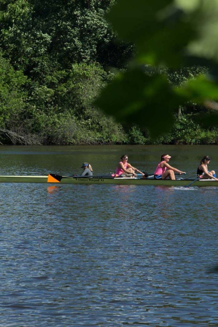 Students rowing on Lake Carnegie