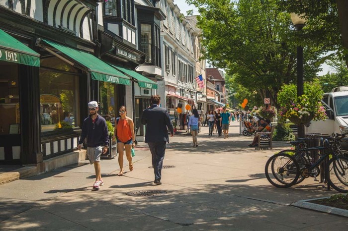 Students walking through the town of Princeton