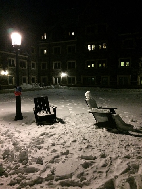 A lounging snowman.
