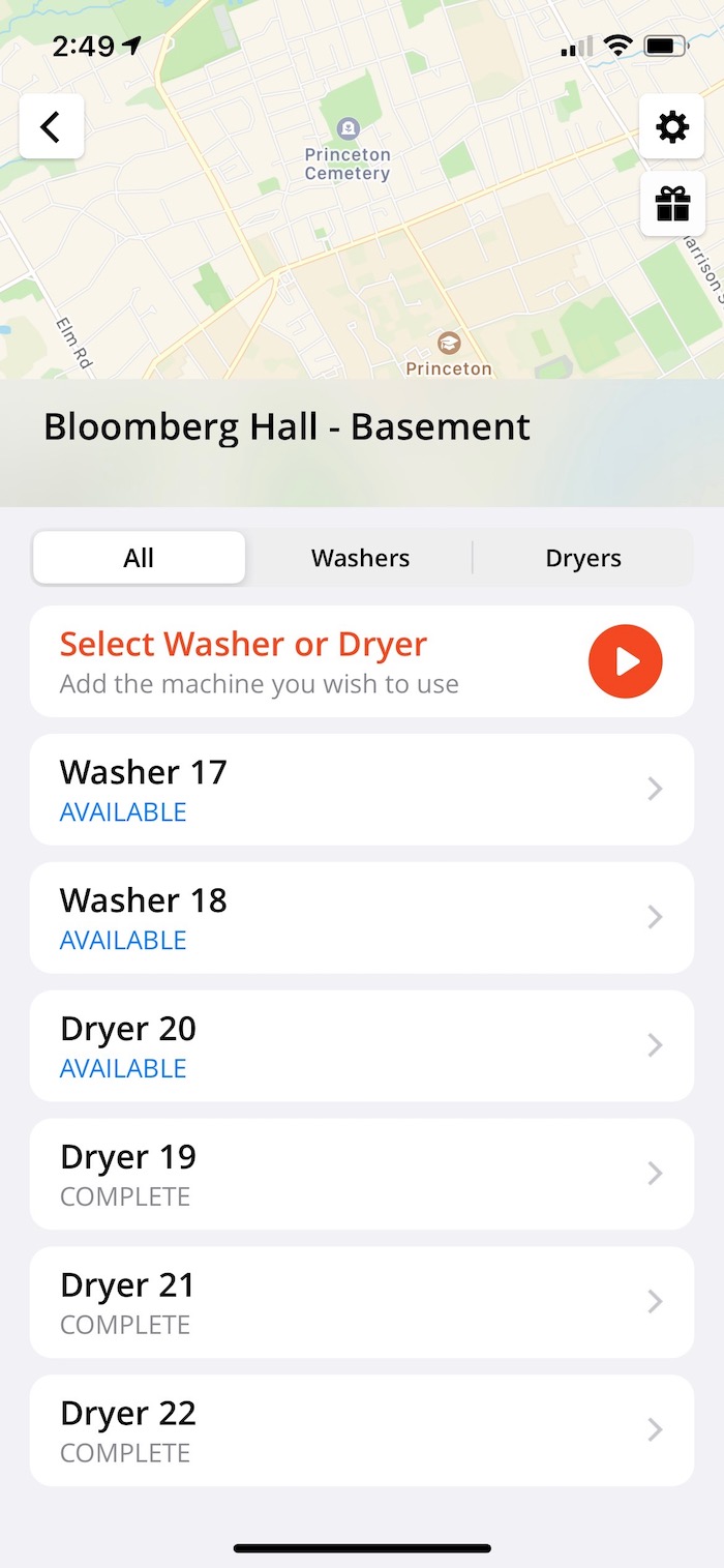 Bloomberg basement laundry room availability on Speed Queen