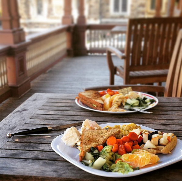 Two plates of food on the table