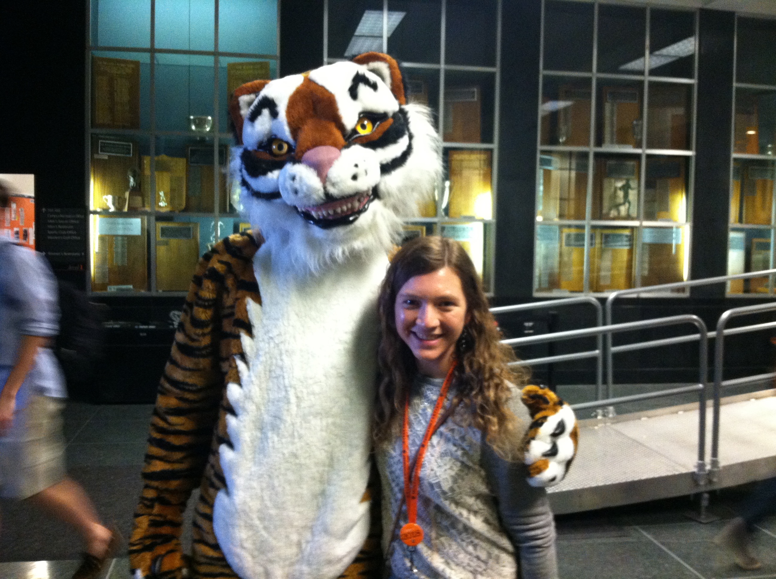 Michelle with tiger mascot