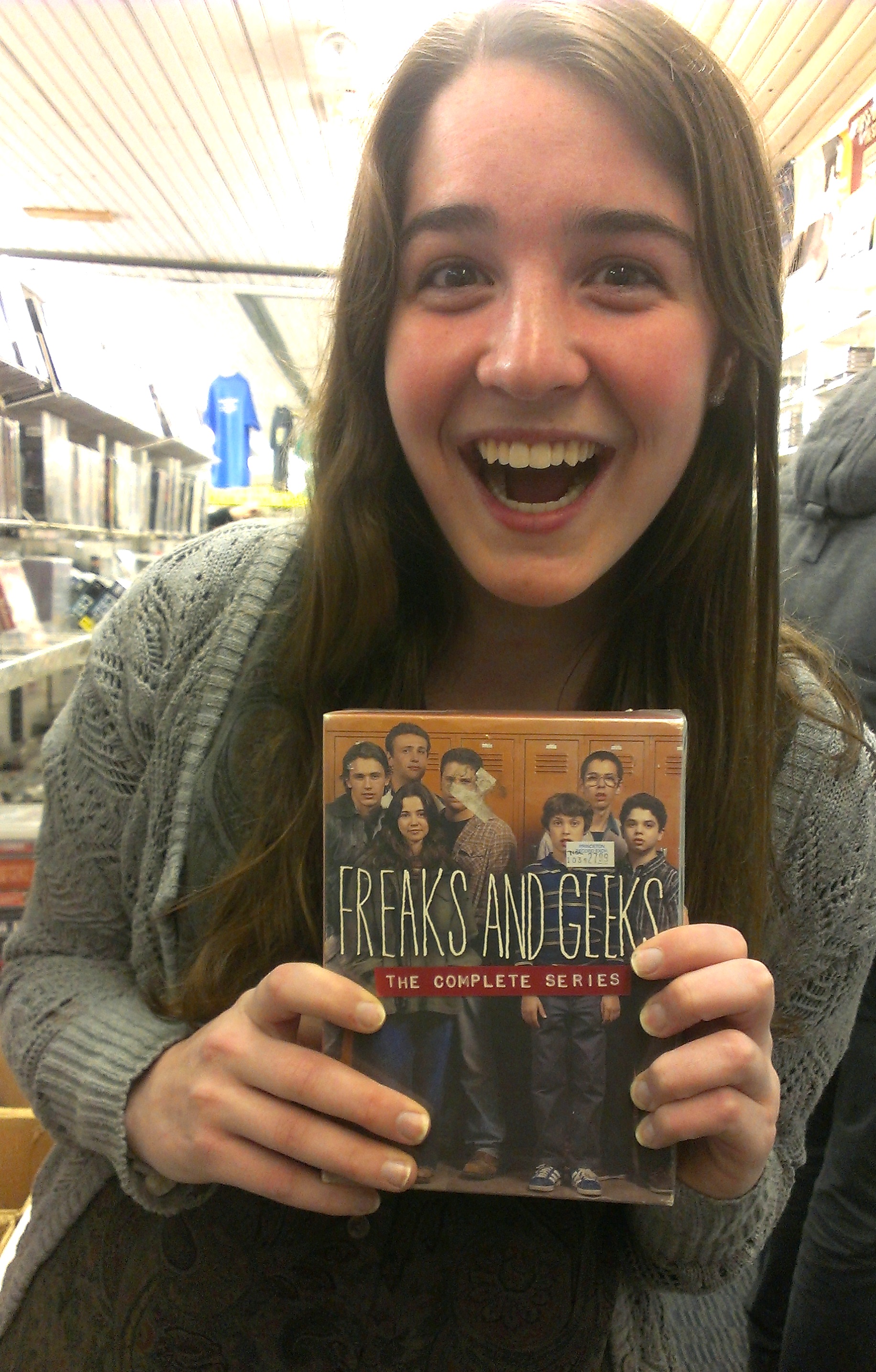 Colleen with Freaks and Geeks DVD