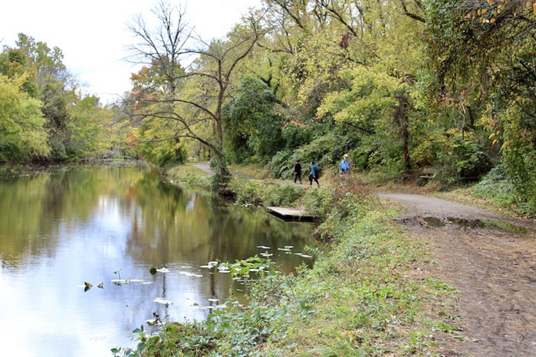 canal and gravel trail in fall