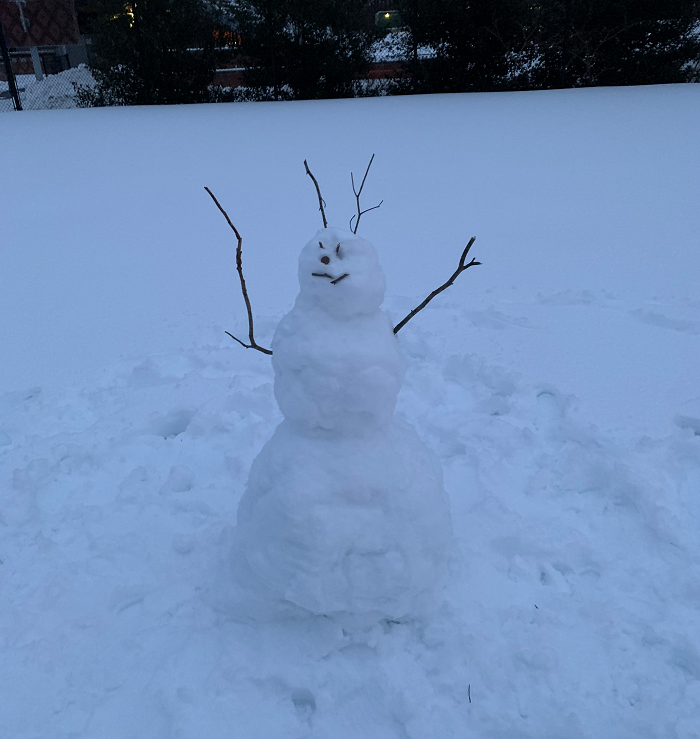 A snowman on campus 