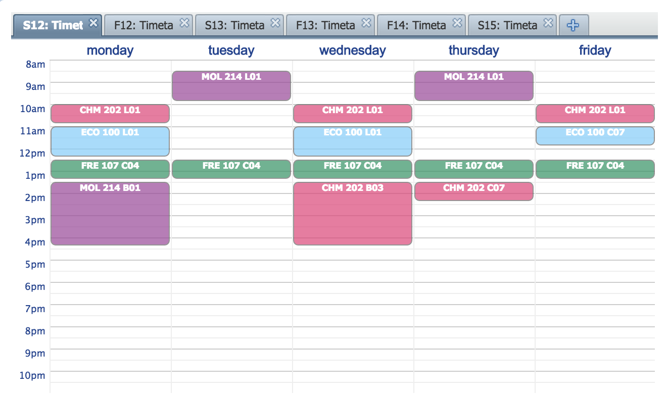 My freshman spring schedule