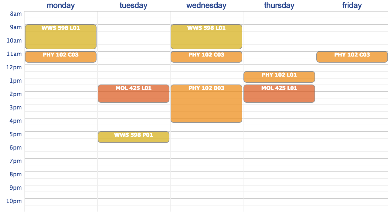 My senior year schedule