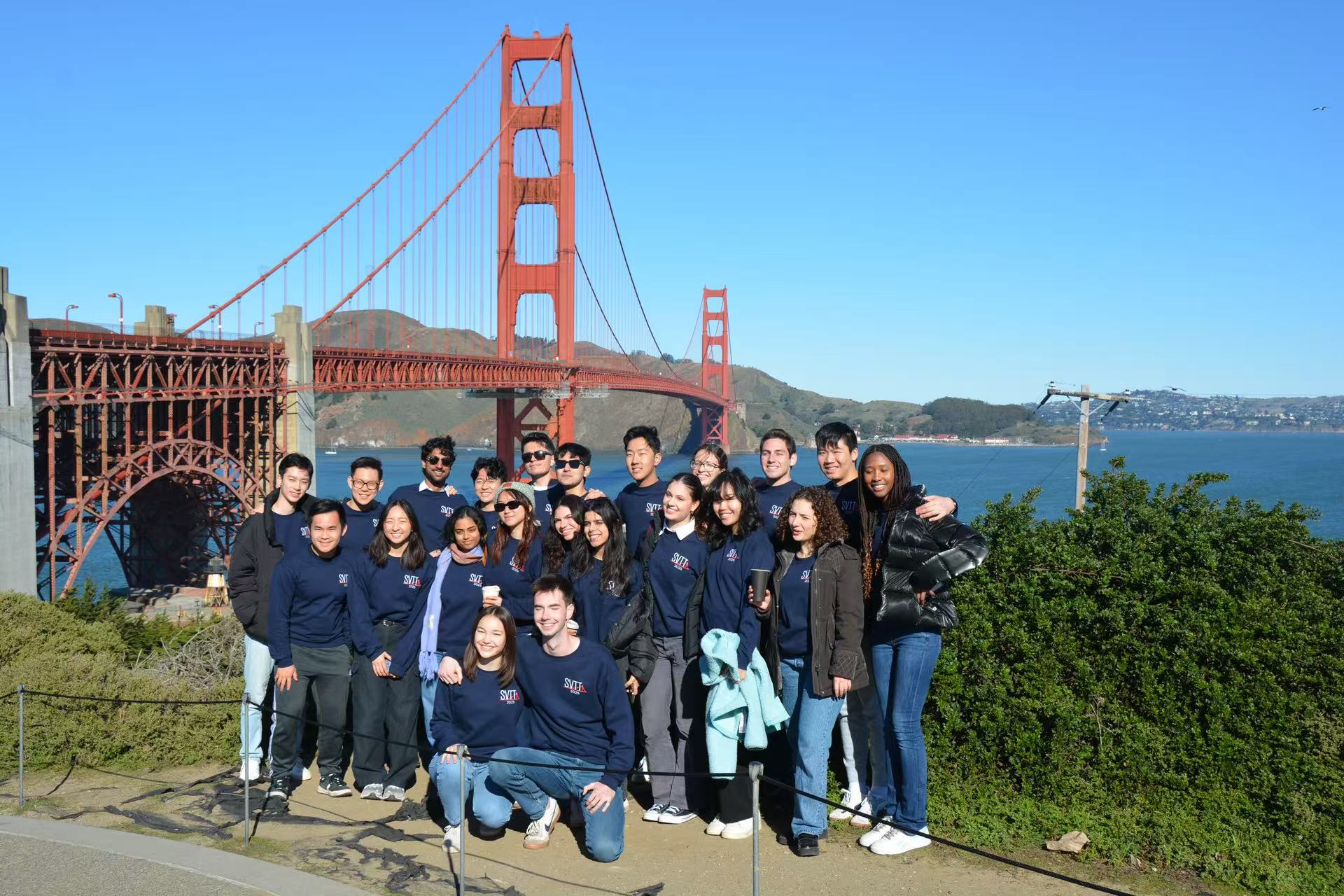 Group photo in front of the Golden Gate Bridge