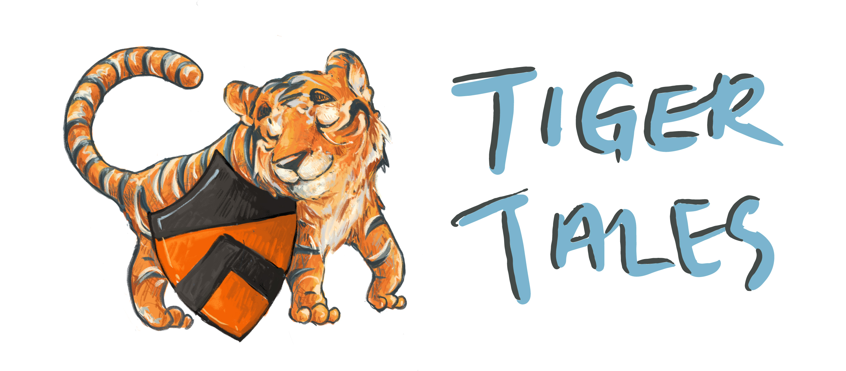 Tiger Tales Blog Name and Tiger with Shield