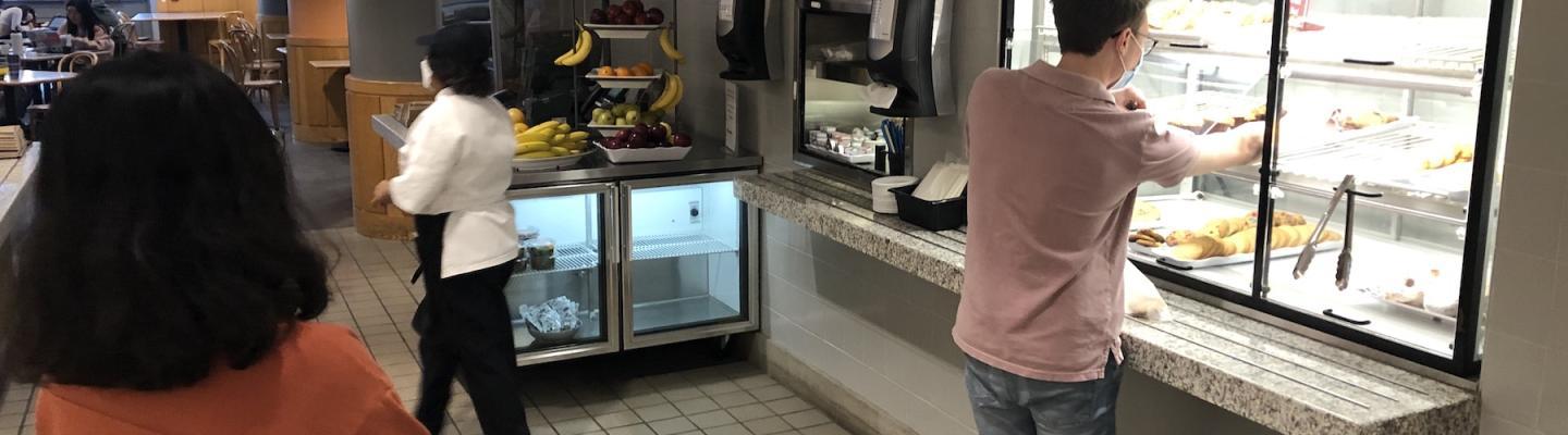Students grabbing snacks at late meal in Frist, Princeton University.