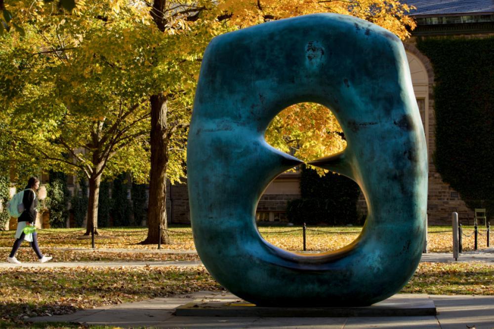 Oval with point sculpture on campus